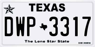 TX license plate DWP3317