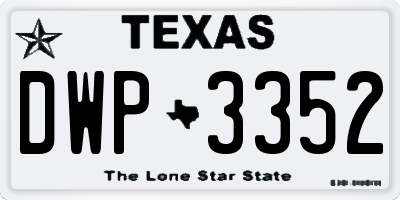 TX license plate DWP3352