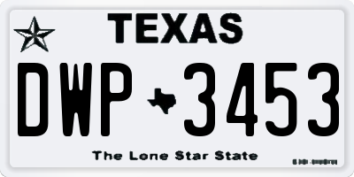 TX license plate DWP3453