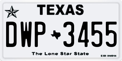 TX license plate DWP3455