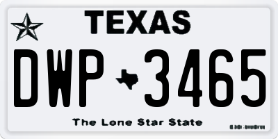 TX license plate DWP3465