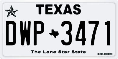 TX license plate DWP3471