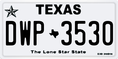TX license plate DWP3530