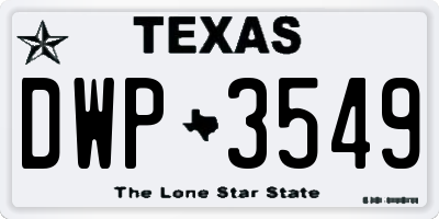 TX license plate DWP3549