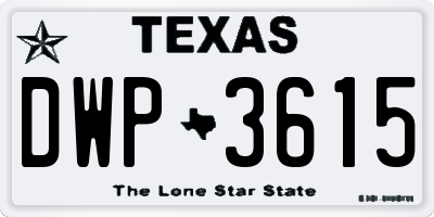 TX license plate DWP3615
