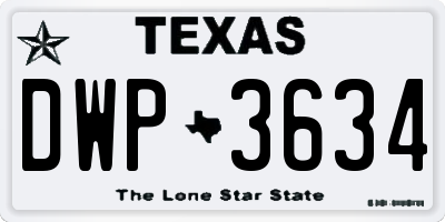TX license plate DWP3634