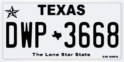 TX license plate DWP3668