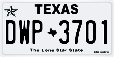 TX license plate DWP3701