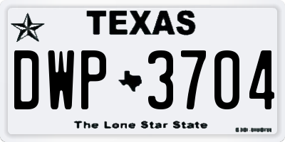 TX license plate DWP3704