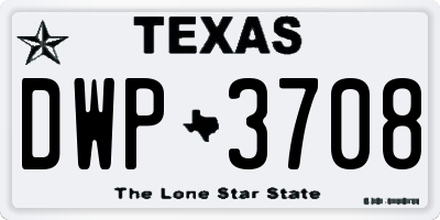 TX license plate DWP3708