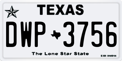 TX license plate DWP3756