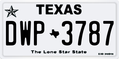 TX license plate DWP3787