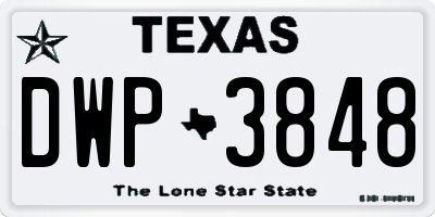 TX license plate DWP3848