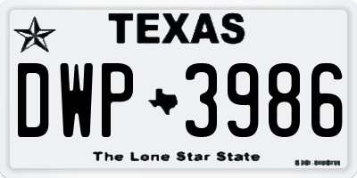 TX license plate DWP3986