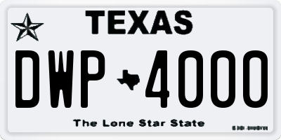TX license plate DWP4000