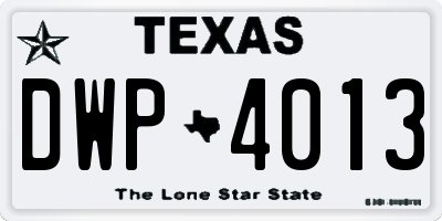 TX license plate DWP4013