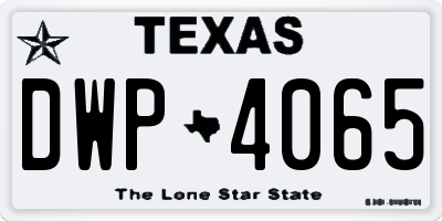 TX license plate DWP4065