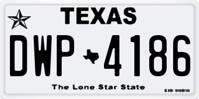 TX license plate DWP4186