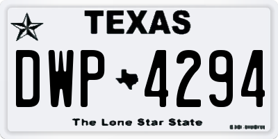 TX license plate DWP4294