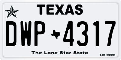 TX license plate DWP4317
