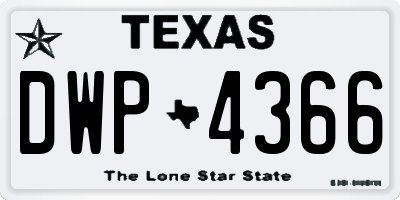 TX license plate DWP4366