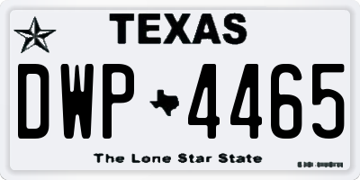 TX license plate DWP4465