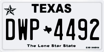 TX license plate DWP4492