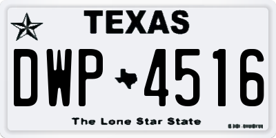TX license plate DWP4516