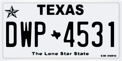 TX license plate DWP4531