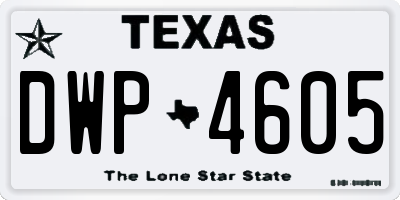 TX license plate DWP4605