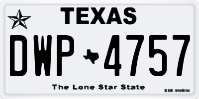 TX license plate DWP4757