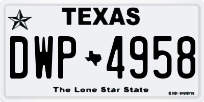 TX license plate DWP4958