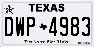 TX license plate DWP4983