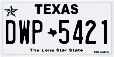 TX license plate DWP5421