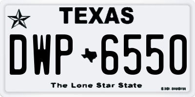 TX license plate DWP6550