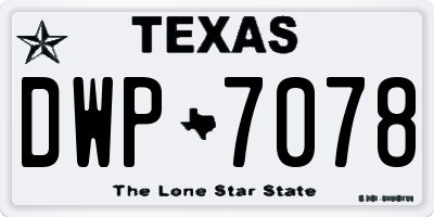 TX license plate DWP7078