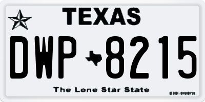 TX license plate DWP8215