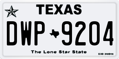 TX license plate DWP9204