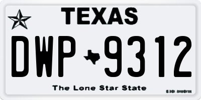 TX license plate DWP9312