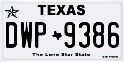 TX license plate DWP9386