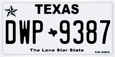 TX license plate DWP9387