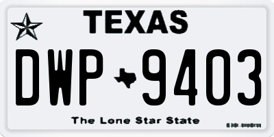 TX license plate DWP9403