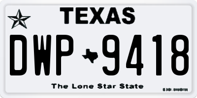 TX license plate DWP9418