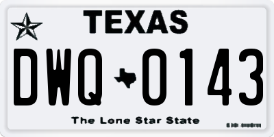 TX license plate DWQ0143