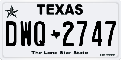 TX license plate DWQ2747