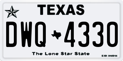 TX license plate DWQ4330