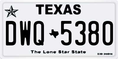 TX license plate DWQ5380