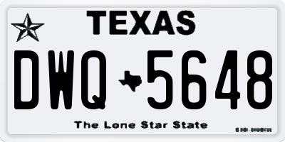 TX license plate DWQ5648