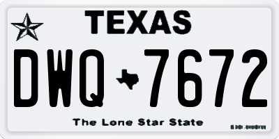 TX license plate DWQ7672