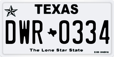 TX license plate DWR0334